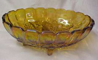 Carnival Glass Amber Harvest Fruit Opalescent Bowl  