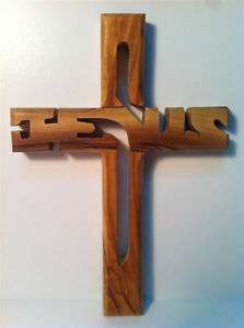 Bethlehem Handmade Jesus Olive Wood Large Cross on Wall  