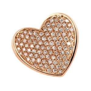 20CT FINE PAVE SET DIAMOND HEART PENDANT NECKLACE 14K ROSE PINK GOLD 