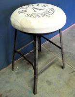 Vintage Industrial Angle Iron Metal Upholstered Stool Antique Machine 