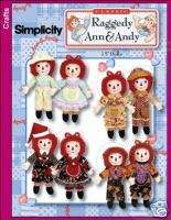 Simplicity 3945 Raggedy Ann & Andy 15 Doll Pattern  