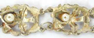 Vintage Aluminum Orchid Bracelet Pearl Bead Centers  