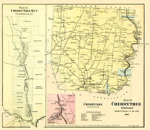 CHERRY TREE PENNSYLVANIA (PA) LANDOWNER MAP 1865  