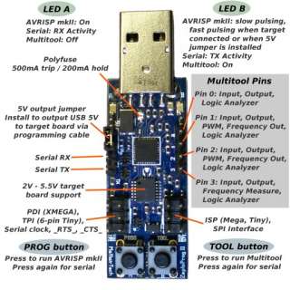 AVRISP mkII compat AVR programmer USB serial logic analyzer ISP PDI 