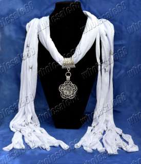   womens silver P fashion pendant cotton long necklace 6ps scarf Free