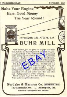 1907 NORDYKE & MARMON BUHR FEED MILL AD INDIANAPOLIS IN  