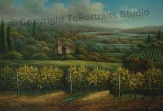 Estate Winery Vineyards   Original Canvas Oil Painting  