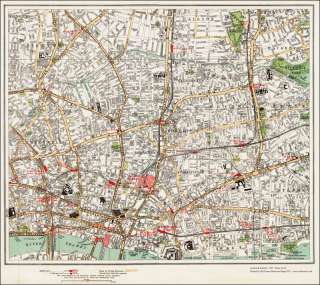 Shoreditch, Whitechapel, Hoxton Map London 1932 #61 62  