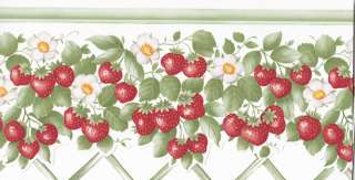 Erdbeer Tapeten Bordüre Küchen Borte 1 Rolle  10 m  