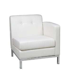  Avenue Six Wall Street White Faux Leather Right Arm Chair 