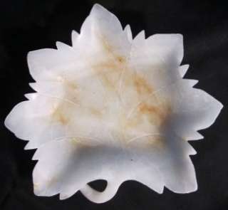 Alabaster Carved Marble Stone Leaf Dish Bowl GORGEOUS  