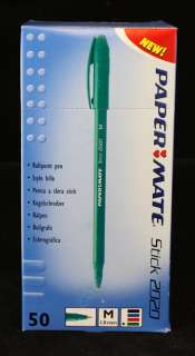 50 Papermate Stick 2020 GREEN Ballpoint Pens GREEN INK  