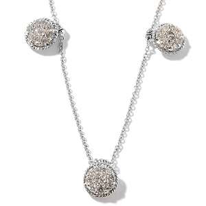   02ct Diamond 14K White Gold Cluster 18 5 Station Necklace 