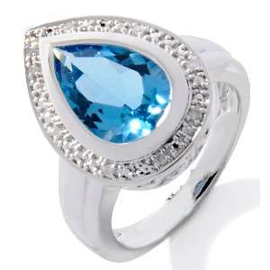 Sterling Silver 4.04ct Swiss Blue Topaz and Diamond Ring 