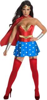 Wonder Woman Corset Adult Costume   Includes Corset, headpiece, skirt 