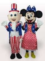 Uncle Sam And Minnie Short Plush Adult Mascot Costume