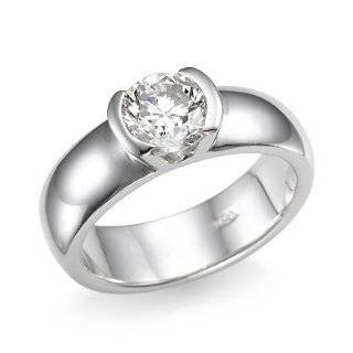   VS1 GIA Certified Round Half Bezel Diamond Solitaire Ring in Platinum