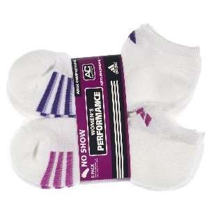 Adidas Womens Sport Low Cut Performance Sock (White, Pink, Purple   6 