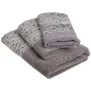    Popular Bath Corbel 3 Piece Towel Set, Silver/Black