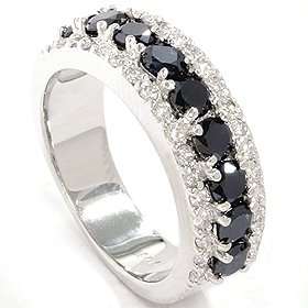    1.68CT Black & White Diamond Fancy Womens Ring 14K Jewelry