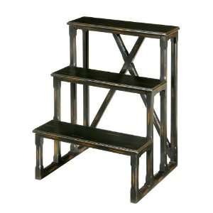   Rubbed Black Finish Step Stool/Plant Stand Patio, Lawn & Garden