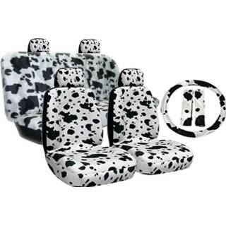 Black and White Pony / Cow Spots Print Plush Auto Accessory Package 