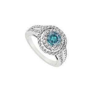  1.75ct Blue Diamond Engagement Ring 4k White Gold Jewelry