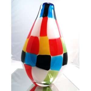  Murano Glass Vase Mouth Blown Art Huge Iridescent Translacent Vase 