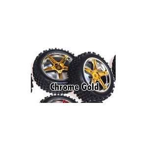  1/10th FRONT Buggy Wheels+Rims 2PCS (Chrome Gold) Toys 