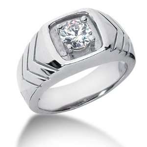  1.0 Ct Men Diamond Ring Wedding Band Round Cut Prong 14k 