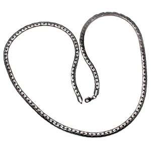 Black Rhodium Plated Heavy Mens Fancy Link Chain Necklace 38 inch long 