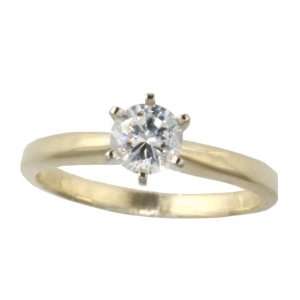   Gold, Moissanite Solitaire Engagement Ring (1/2ct /6 prong) Jewelry