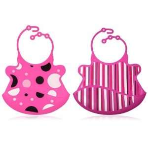    Sillybibs Silicone Baby Bibs ~ Pink Dots & Pink Stripes Baby