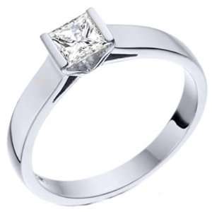   Gold 1 Carat Solitaire Princess Cut Diamond Engagement Ring Jewelry