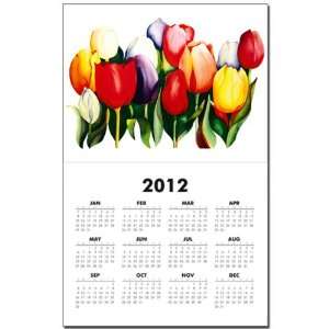 Calendar Print w Current Year Spring Tulips