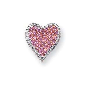  14k Rose Gold Diamond Pink Sapphire Vintage Heart Pendant 