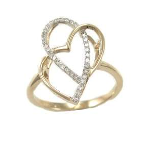  10k Yellow Gold Open Heart Diamond Ring (1/7 cttw, I Color 