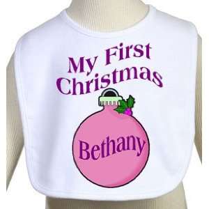  Girls My First Christmas Personalized Ornament Bib Baby