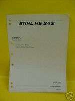 1984 STIHL HS 242 GAS HEDGE TRIMMER PARTS LIST MANUAL  