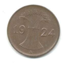 DEUTSCHES REICH 1924 1 PFENNIG COIN EXTF  