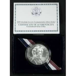  2009 Abraham Lincoln Commemorative Silver Dollar with Box 