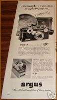 1952 ARGUS C3 35mm CAMERA AD~w/PBB 200 Slide Projector  