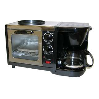   STAINLESS STEEL BREAKFAST 4 CUP COFFEE MAKER TOASTER OVEN FRYING PAN