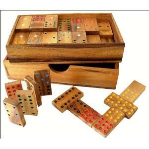  Wooden 56 Piece Thai Dominoes Double 9 Box Set Game 