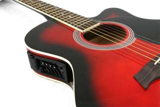 NEW ADULT Crescent RED Electric Acoustic Guitar+Acc  