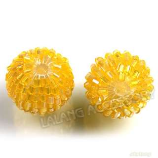 15x Charm Nice Acrylic Plastic Tube Covered Yellow Glass Seed Beads 