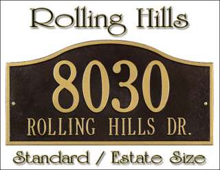 PERSONALIZED ROLLING HILLS ADDRESS PLAQUE MARKER   WHITEHALL 2 SIZES 