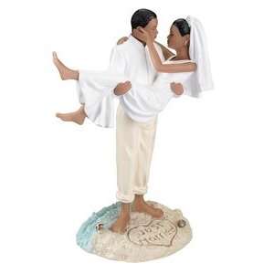  African American Beach Couple Figurine Cake Top