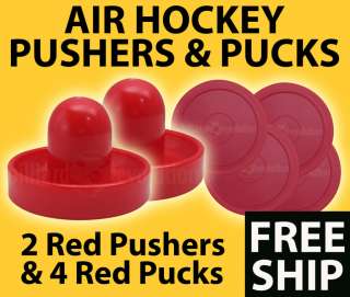 Red Air Hockey Pushers+4 Red Pucks Table Hockey Handles  