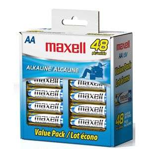 48 Pack AA Alkaline Maxell New & Fresh 2015 Batteries Bulk Pack 